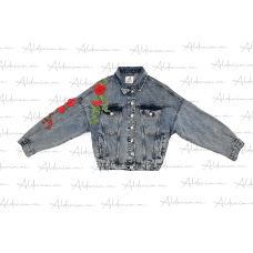 Beaded Roses Denim Jacket